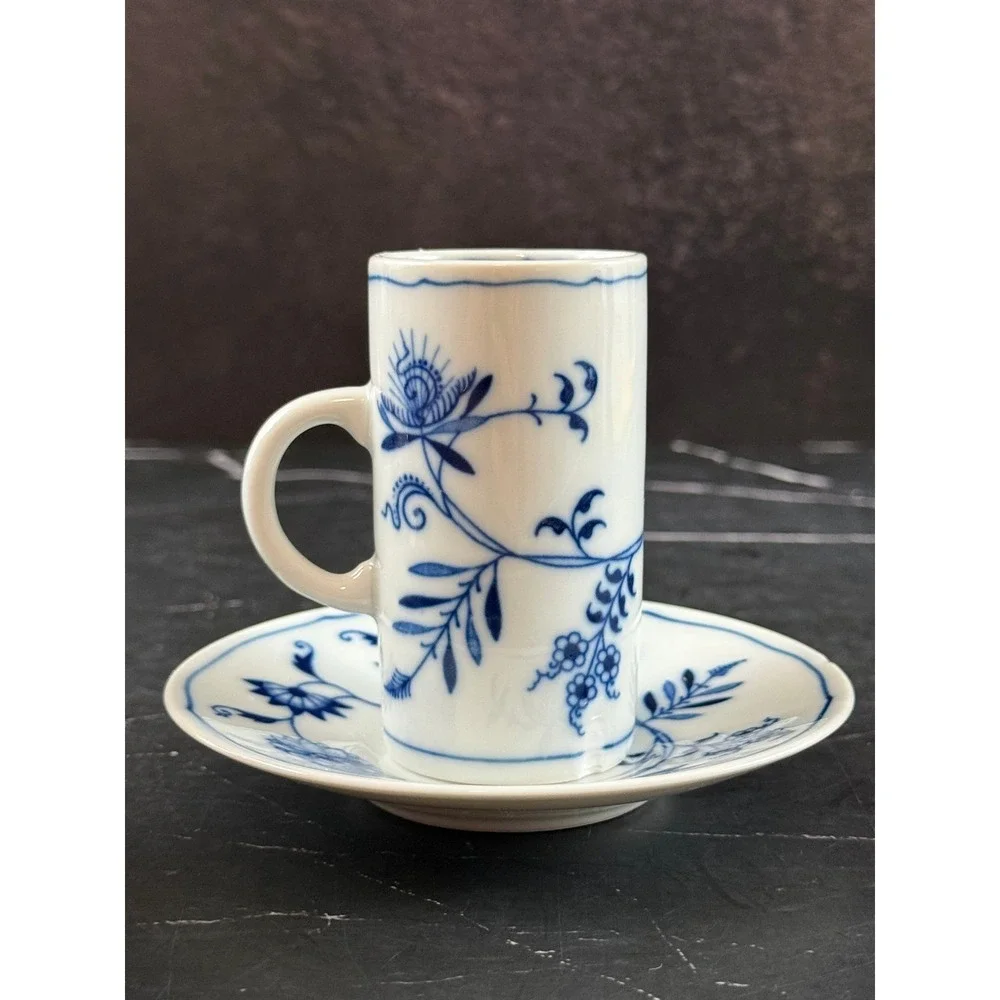 VTG Blue Danube Blue Onion Porcelain Irish Coffee Cup and Saucer READ